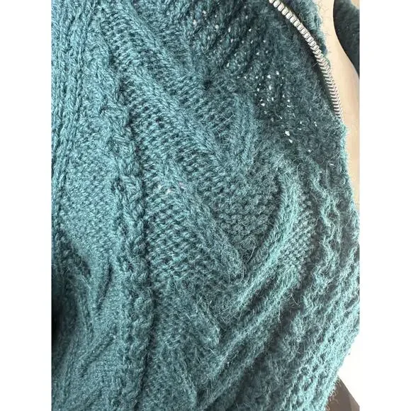 An Irish Traditional Handknit Cardigan Fisherman Sweater Pure New Wool Ireland - Picture 7 of 16